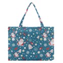 Christmas Pattern Santa Blue Medium Tote Bag View1