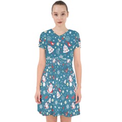 Christmas Pattern Santa Blue Adorable In Chiffon Dress by Sarkoni