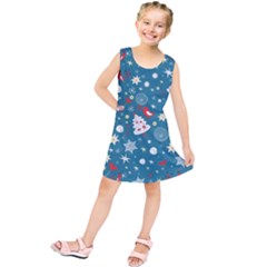 Christmas Pattern Santa Blue Kids  Tunic Dress by Sarkoni