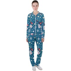 Christmas Pattern Santa Blue Casual Jacket And Pants Set by Sarkoni