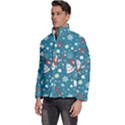 Christmas Pattern Santa Blue Men s Puffer Bubble Jacket Coat View2