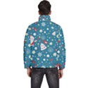 Christmas Pattern Santa Blue Men s Puffer Bubble Jacket Coat View4