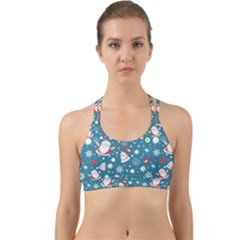 Christmas Pattern Santa Blue Back Web Sports Bra by Sarkoni