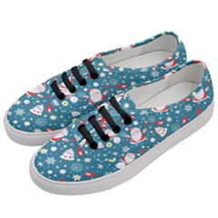 Christmas Pattern Santa Blue Women s Classic Low Top Sneakers by Sarkoni