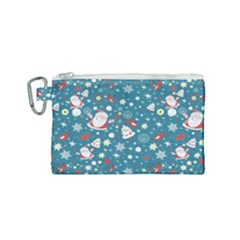 Christmas Pattern Santa Blue Canvas Cosmetic Bag (small) by Sarkoni