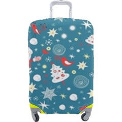 Christmas Pattern Santa Blue Luggage Cover (large) by Sarkoni