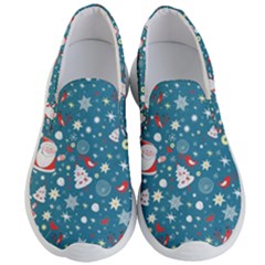 Christmas Pattern Santa Blue Men s Lightweight Slip Ons by Sarkoni