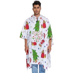 Christmas Santa Pattern Tree Men s Hooded Rain Ponchos by Sarkoni