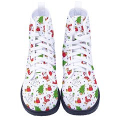 Christmas Santa Pattern Tree Men s High-top Canvas Sneakers by Sarkoni