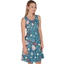 Christmas Pattern Santa Blue Knee Length Skater Dress With Pockets View3