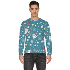 Christmas Pattern Santa Blue Men s Fleece Sweatshirt by Sarkoni