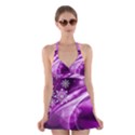 Purple Abstract Merry Christmas Xmas Pattern Halter Dress Swimsuit  View1