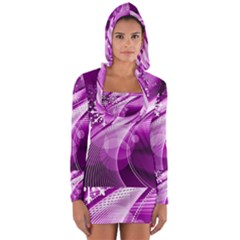 Purple Abstract Merry Christmas Xmas Pattern Long Sleeve Hooded T-shirt by Sarkoni