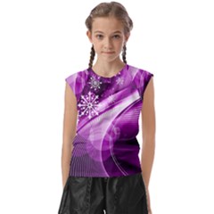 Purple Abstract Merry Christmas Xmas Pattern Kids  Raglan Cap Sleeve T-shirt by Sarkoni