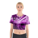 Purple Abstract Merry Christmas Xmas Pattern Cotton Crop Top View1