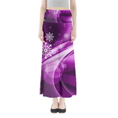 Purple Abstract Merry Christmas Xmas Pattern Full Length Maxi Skirt by Sarkoni