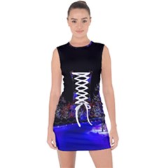 To Meet Christmas Lace Up Front Bodycon Dress by Sarkoni