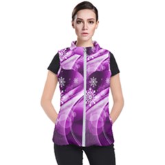 Purple Abstract Merry Christmas Xmas Pattern Women s Puffer Vest by Sarkoni