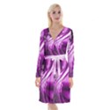 Purple Abstract Merry Christmas Xmas Pattern Long Sleeve Velvet Front Wrap Dress View1