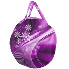 Purple Abstract Merry Christmas Xmas Pattern Giant Round Zipper Tote by Sarkoni