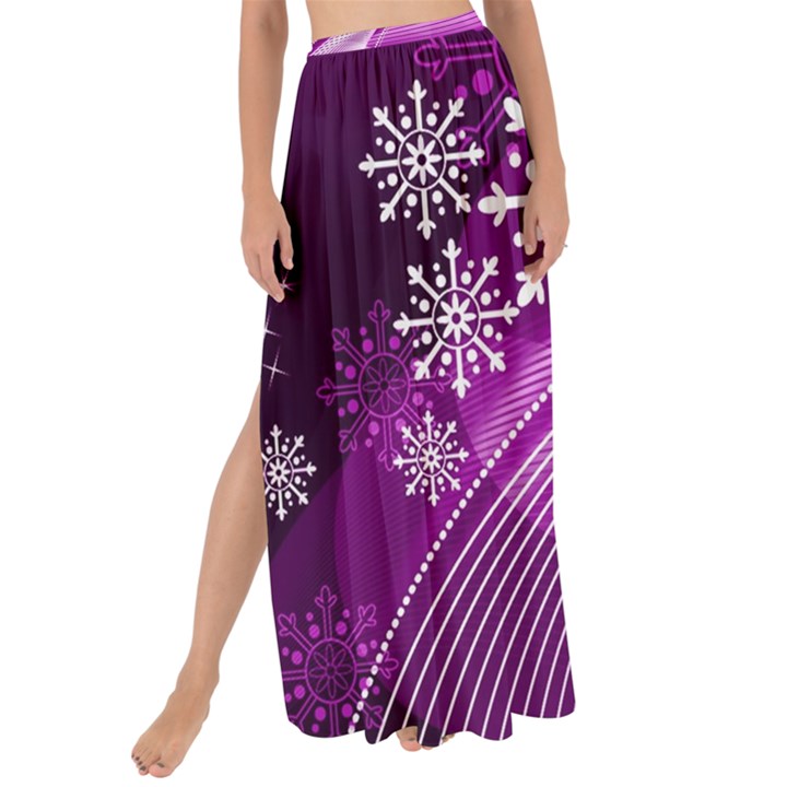 Purple Abstract Merry Christmas Xmas Pattern Maxi Chiffon Tie-Up Sarong