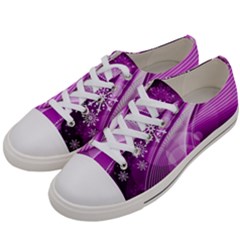 Purple Abstract Merry Christmas Xmas Pattern Men s Low Top Canvas Sneakers by Sarkoni