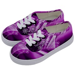 Purple Abstract Merry Christmas Xmas Pattern Kids  Classic Low Top Sneakers by Sarkoni