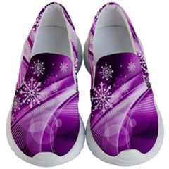 Purple Abstract Merry Christmas Xmas Pattern Kids Lightweight Slip Ons by Sarkoni