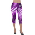 Purple Abstract Merry Christmas Xmas Pattern Lightweight Velour Capri Leggings  View1