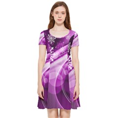 Purple Abstract Merry Christmas Xmas Pattern Inside Out Cap Sleeve Dress by Sarkoni