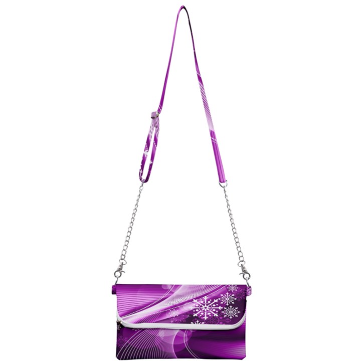 Purple Abstract Merry Christmas Xmas Pattern Mini Crossbody Handbag