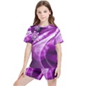 Purple Abstract Merry Christmas Xmas Pattern Kids  T-Shirt And Sports Shorts Set View1