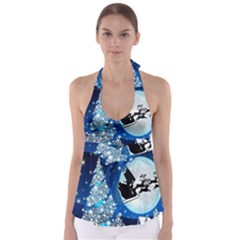 Merry Christmas Tie Back Tankini Top by Sarkoni