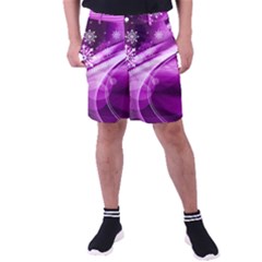 Purple Abstract Merry Christmas Xmas Pattern Men s Pocket Shorts by Sarkoni