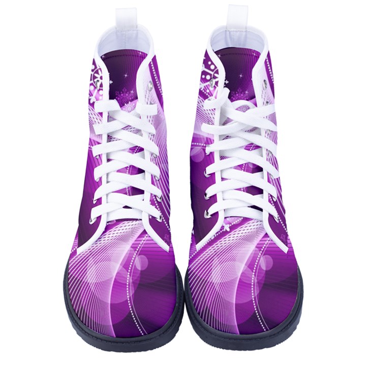 Purple Abstract Merry Christmas Xmas Pattern Women s High-Top Canvas Sneakers