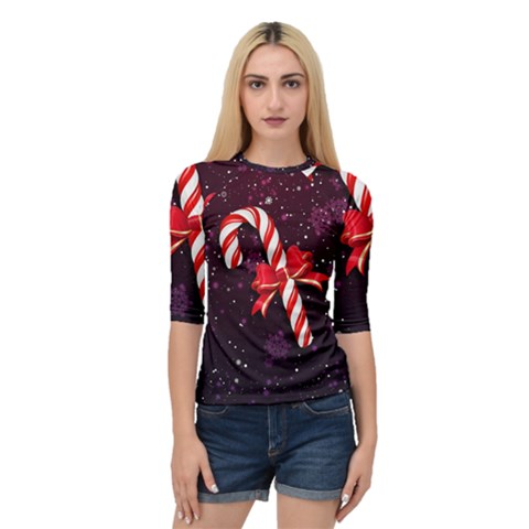 Christmas Lollipop Bowknot Celebrations Quarter Sleeve Raglan T-shirt by Sarkoni