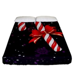 Christmas Lollipop Bowknot Celebrations Fitted Sheet (queen Size) by Sarkoni