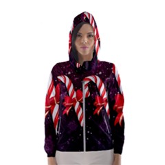 Christmas Lollipop Bowknot Celebrations Women s Hooded Windbreaker by Sarkoni