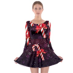 Christmas Lollipop Bowknot Celebrations Long Sleeve Skater Dress by Sarkoni