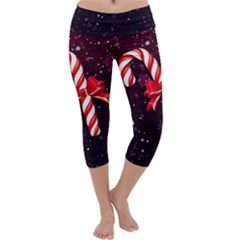 Christmas Lollipop Bowknot Celebrations Capri Yoga Leggings by Sarkoni