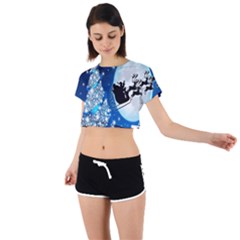 Merry Christmas Tie Back Short Sleeve Crop T-shirt by Sarkoni