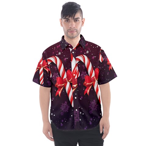 Christmas Lollipop Bowknot Celebrations Men s Short Sleeve Shirt by Sarkoni