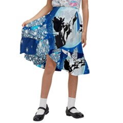 Merry Christmas Kids  Ruffle Flared Wrap Midi Skirt by Sarkoni