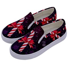 Christmas Lollipop Bowknot Celebrations Kids  Canvas Slip Ons by Sarkoni