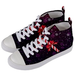 Christmas Lollipop Bowknot Celebrations Women s Mid-top Canvas Sneakers by Sarkoni