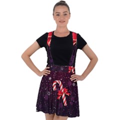 Christmas Lollipop Bowknot Celebrations Velvet Suspender Skater Skirt by Sarkoni