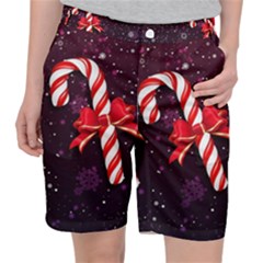 Christmas Lollipop Bowknot Celebrations Women s Pocket Shorts by Sarkoni