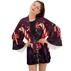 Christmas Lollipop Bowknot Celebrations Long Sleeve Kimono by Sarkoni