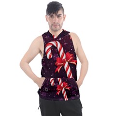 Christmas Lollipop Bowknot Celebrations Men s Sleeveless Hoodie by Sarkoni