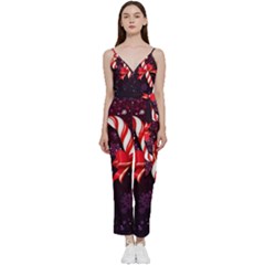 Christmas Lollipop Bowknot Celebrations V-neck Camisole Jumpsuit by Sarkoni